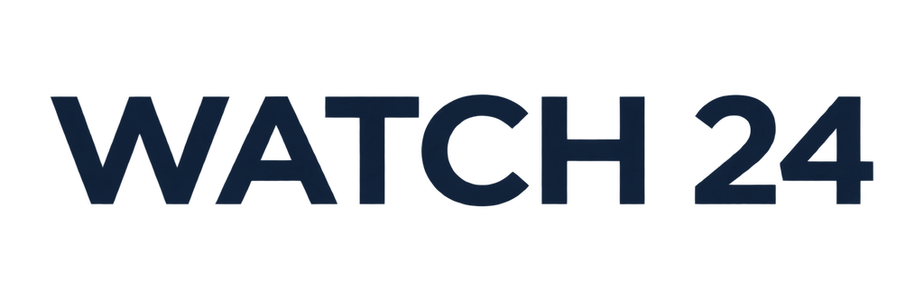 Créer un logo typographique élégant et minimal pour la marque « Watch 24 ». Afficher exactement « WA